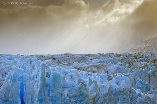 Infocusphotos : Sun Breaks Out on Grey Glacier, Torres del Paine National Park, Patagonia